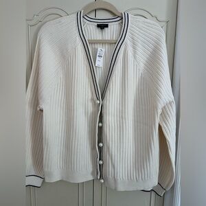 Talbots Cardigan with Deep Navy Trim